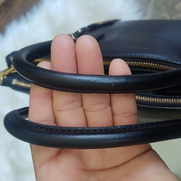 Lauren Ralph Lauren Black Leather Newbury Double zip Crossbody Satchel - Picture 7 of 17